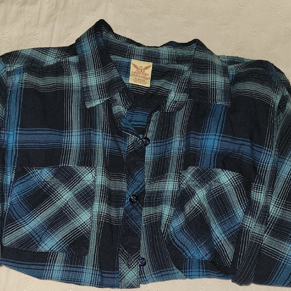 FADED GLORY ~  Women's Blue Plaid Shirt